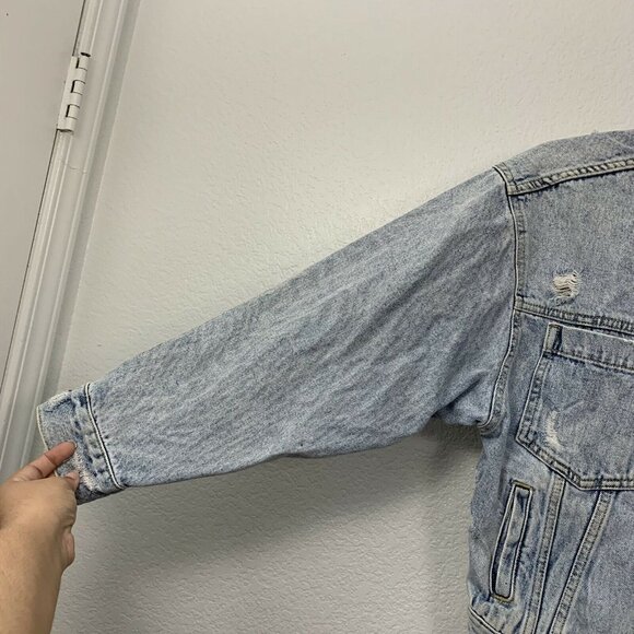 Mango Distressed Light Wash Denim Jackets - Picture 3 of 10